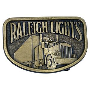 RALEIGH LIGHTS CIGARETTE Vintage BELT BUCKLE Truck Trucker Tobacco Advertising